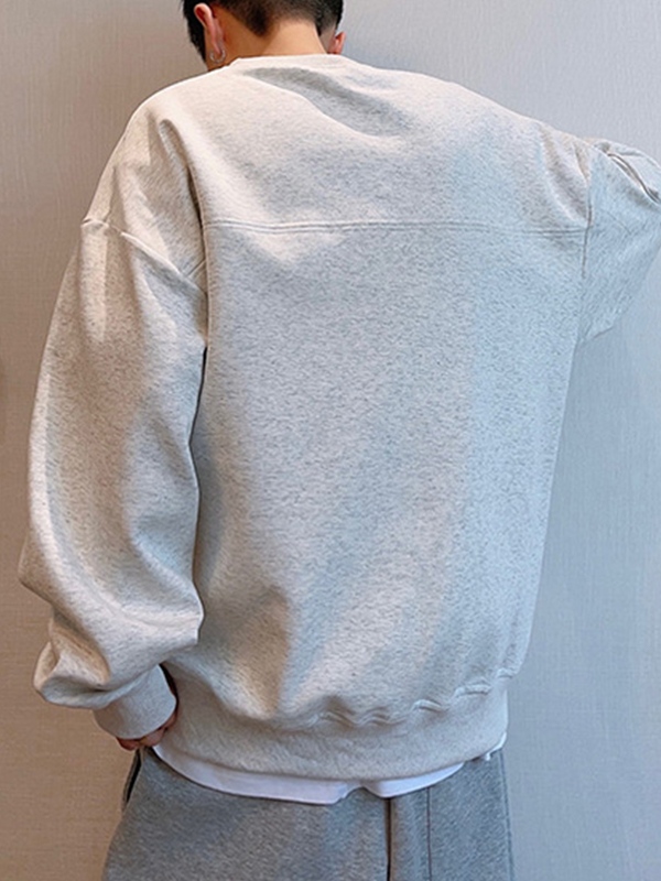 Sudadera con hombros caídos y estampado de letras tridimensionales para hombre-2