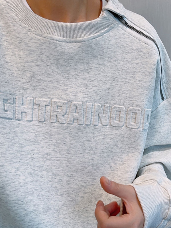 Sudadera con hombros caídos y estampado de letras tridimensionales para hombre-1