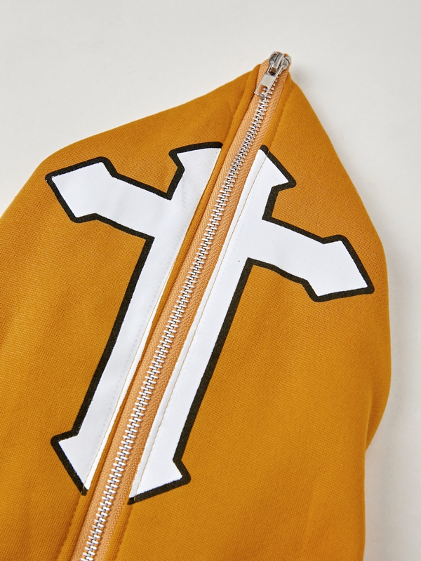 Sudadera con capucha extragrande con cremallera completa y estampado Hip Pop para hombre-3
