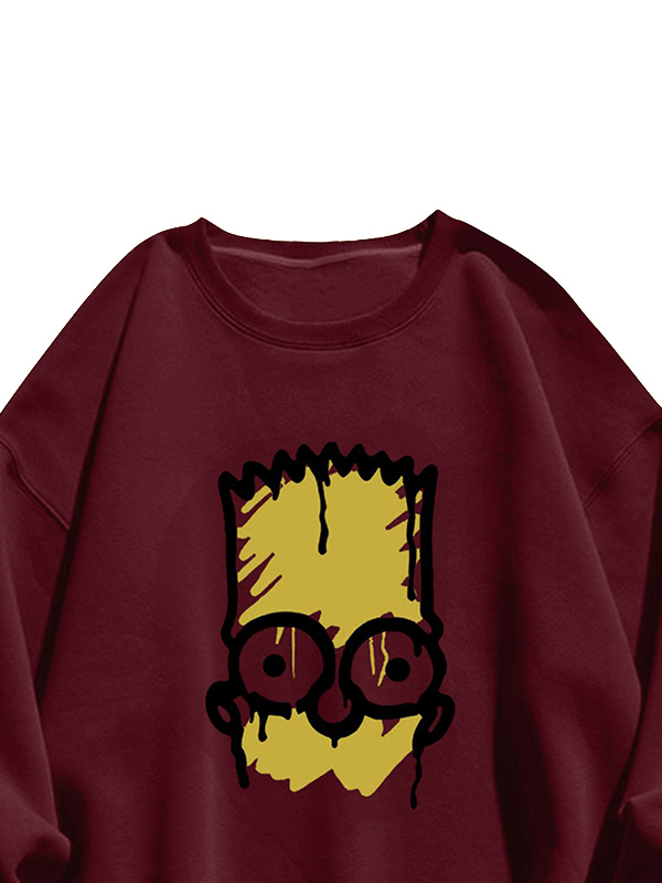 Sudadera con estampado de dibujos animados en color en contraste para hombre-1