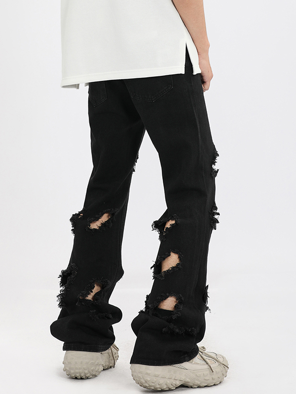 Vaqueros holgados con diseño de varios jirones para hombre-1