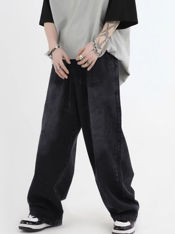 Vaqueros holgados con cordón y cintura elástica ombre para hombre-1