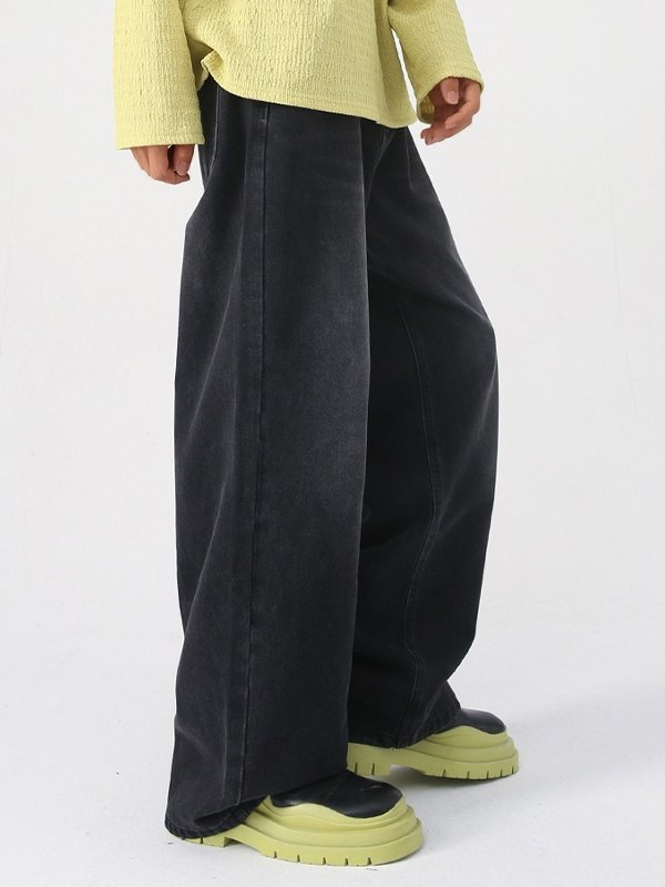 Jeans sueltos de pierna recta con cintura semielástica para hombre-1