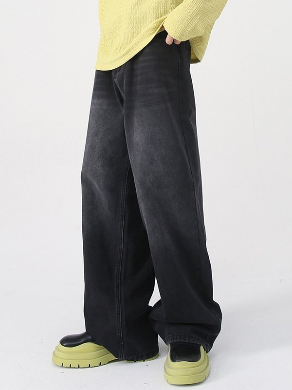Jeans sueltos de pierna recta con cintura semielástica para hombre-3