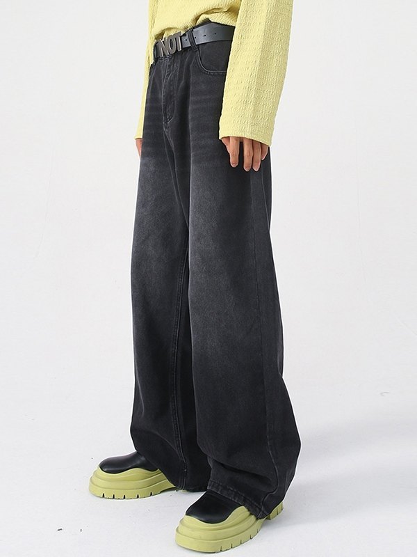 Jeans sueltos de pierna recta con cintura semielástica para hombre-2