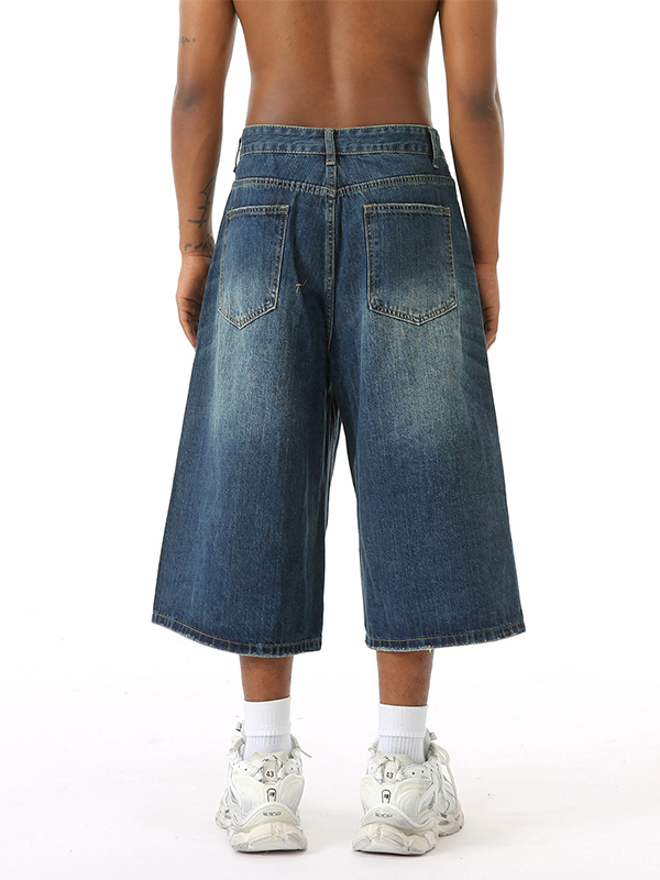 Shorts vaqueros de pierna recta y estilo urbano con pierna ancha-1