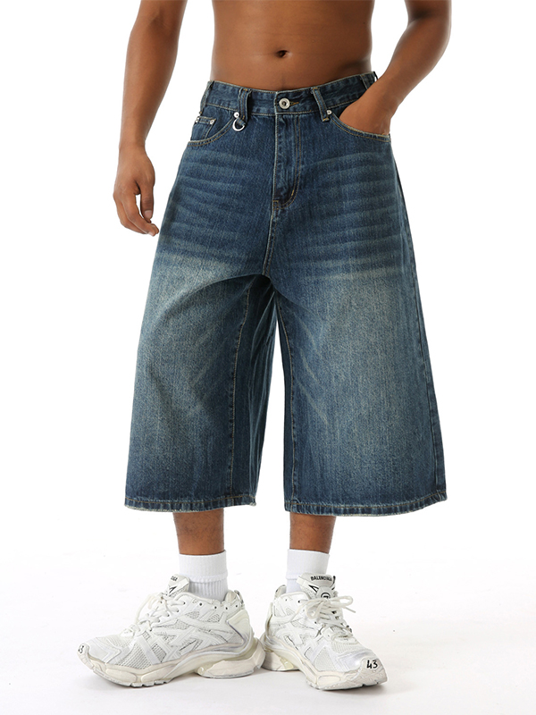 Shorts vaqueros de pierna recta y estilo urbano con pierna ancha-2