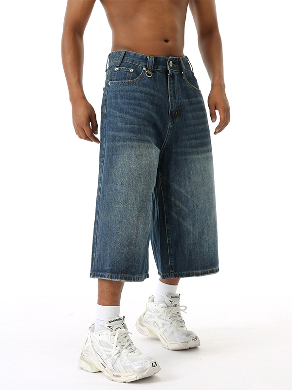 Shorts vaqueros de pierna recta y estilo urbano con pierna ancha-3