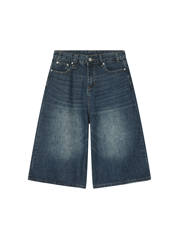 Shorts vaqueros de pierna recta y estilo urbano con pierna ancha-4