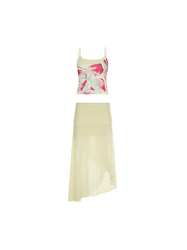 Conjunto de dos piezas con estampado floral americano-4