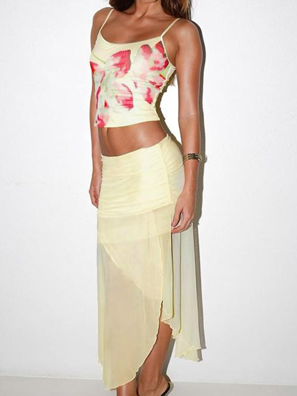 Conjunto de dos piezas con estampado floral americano-3