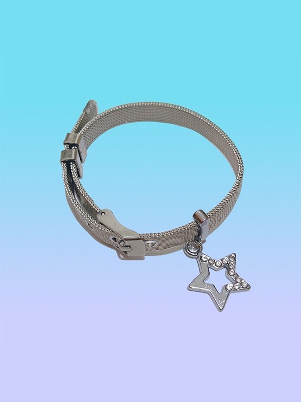 Pulsera ajustable con abalorio de estrella de diamantes de imitación-1