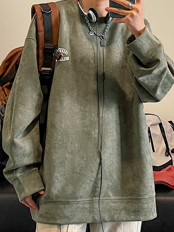 Sudadera de hombre con estampado de letras y ante-1