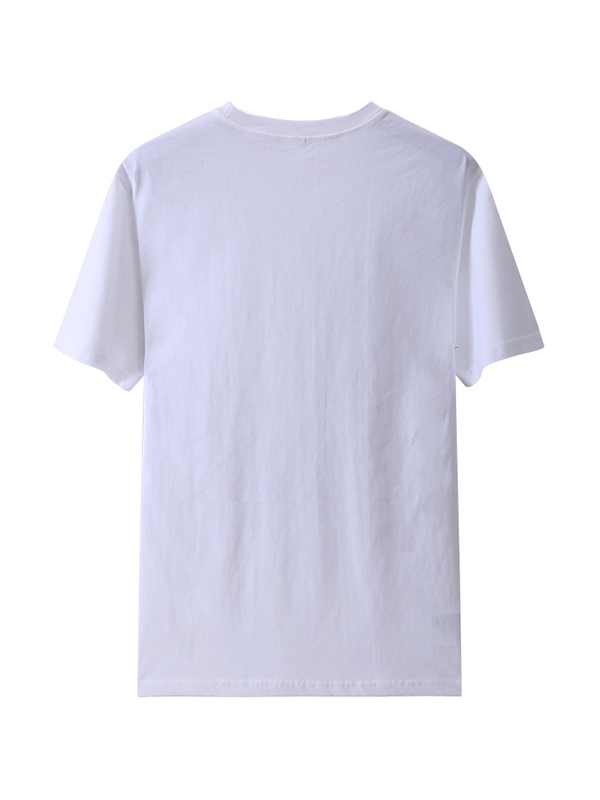 Camiseta de manga corta de algodón de fibra larga de color liso para hombre-1