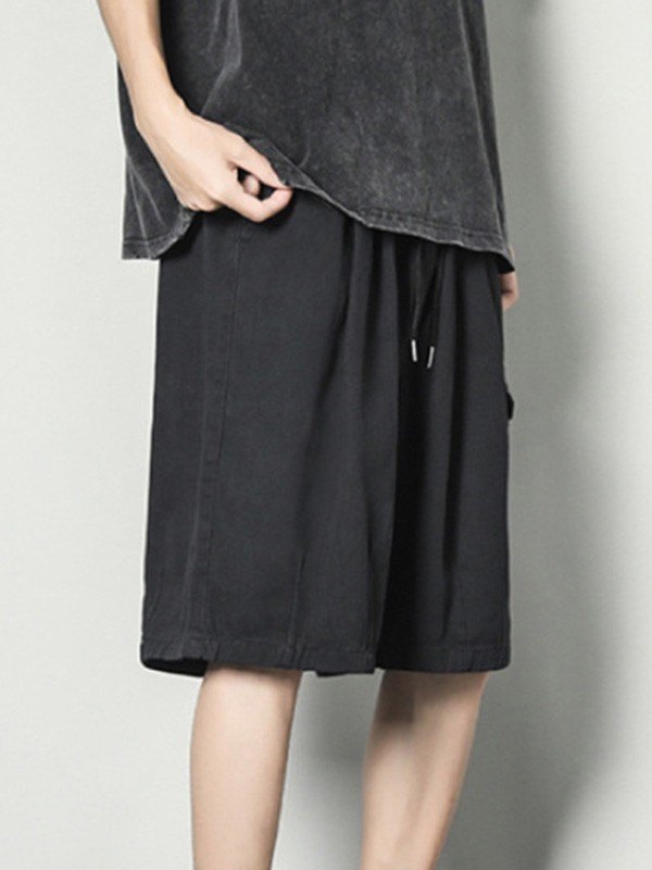 Pantalones cortos de pierna recta hasta la rodilla para hombre-3