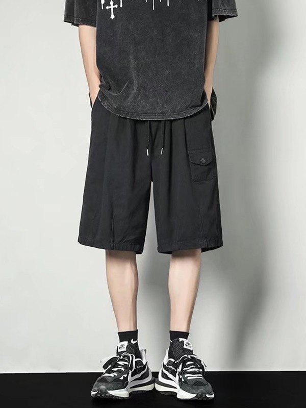 Pantalones cortos de pierna recta hasta la rodilla para hombre-1