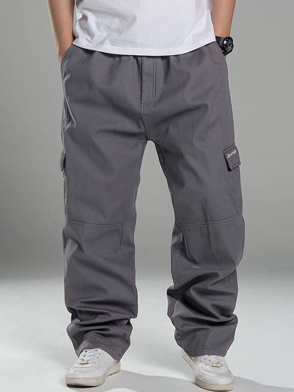 Pantalones cargo casuales con forro polar para hombre-1