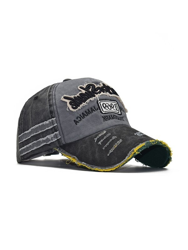 Gorra de béisbol desgastada con patchwork bordado-1