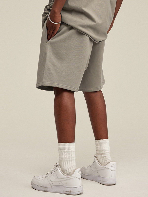 Pantalones cortos deportivos sueltos informales lisos para hombre-3