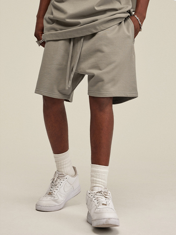 Pantalones cortos deportivos sueltos informales lisos para hombre-2
