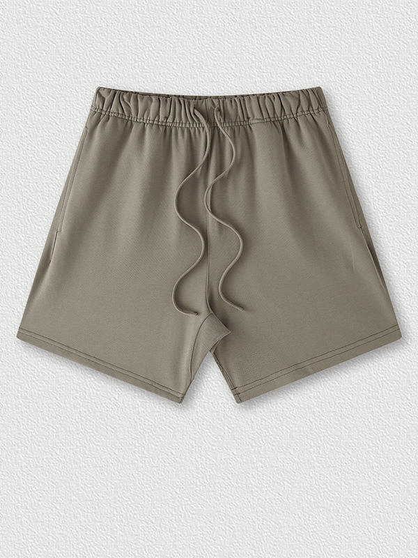 Pantalones cortos deportivos sueltos informales lisos para hombre-4